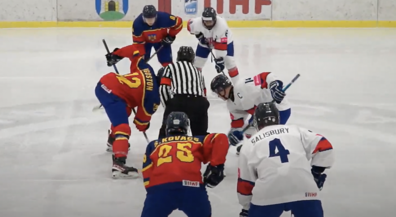 Great Britain in action against Romania in the U20 World Championship Division II Group A in Zagreb